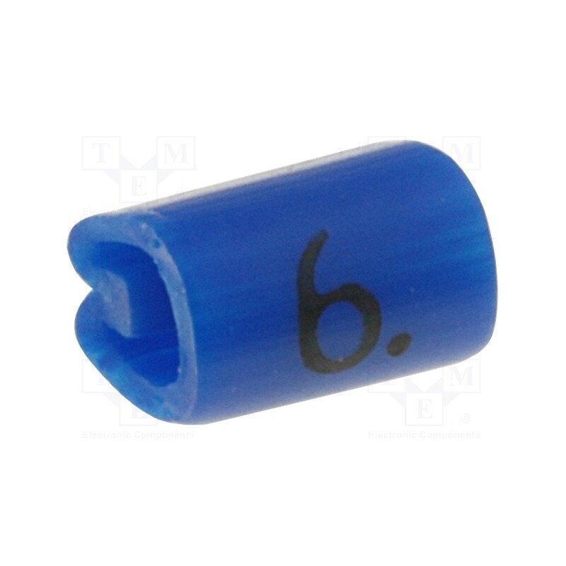 1000 pcs x TE Connectivity - 6161606 - Markers, Marking: 6, 2.9÷4.7mm, PVC, blue, -45÷70°C, leaded