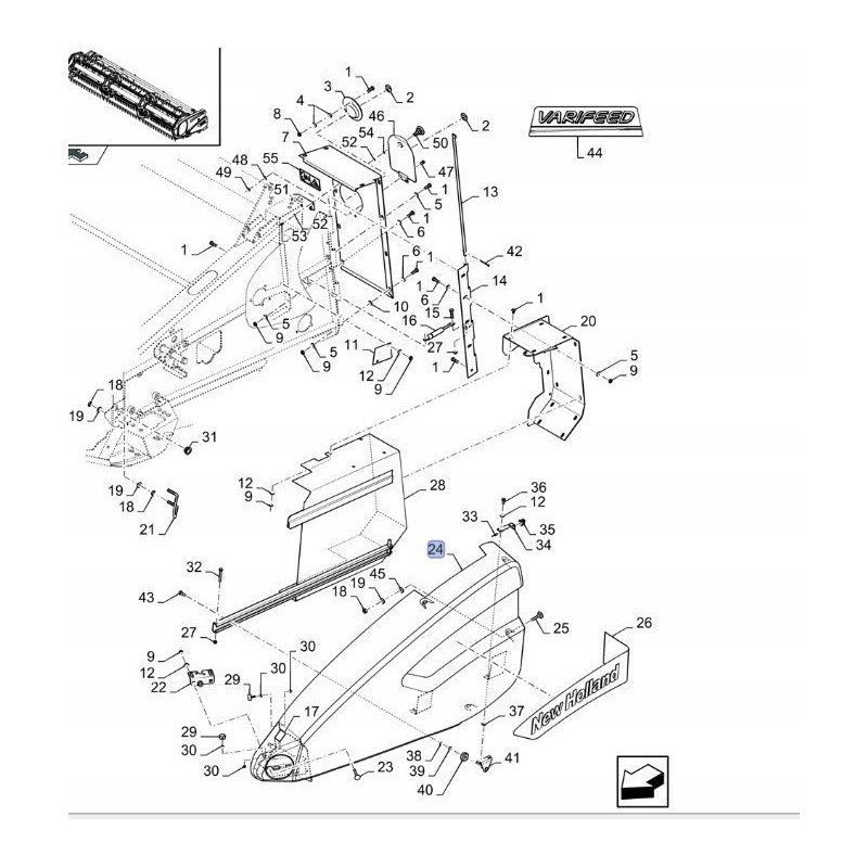 Cover for header New Holland 87620161 84989447 cnh