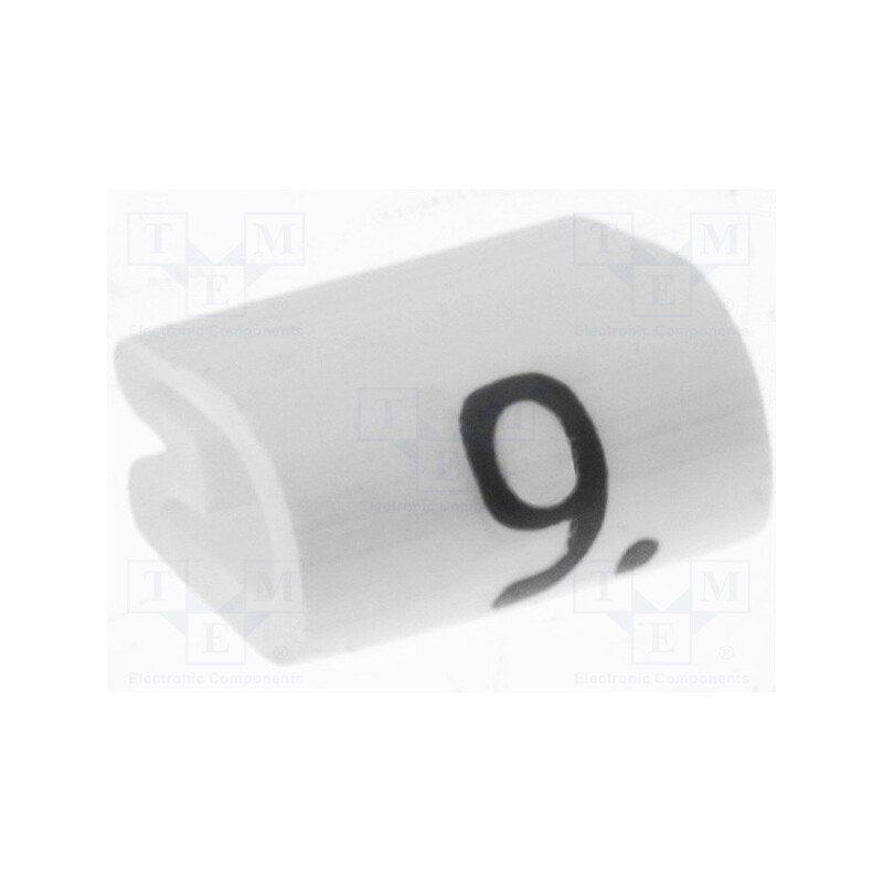 1000 pcs x TE Connectivity - 6151909 - Markers, Marking: 9, 2.5÷4mm, PVC, white, -45÷70°C, leaded