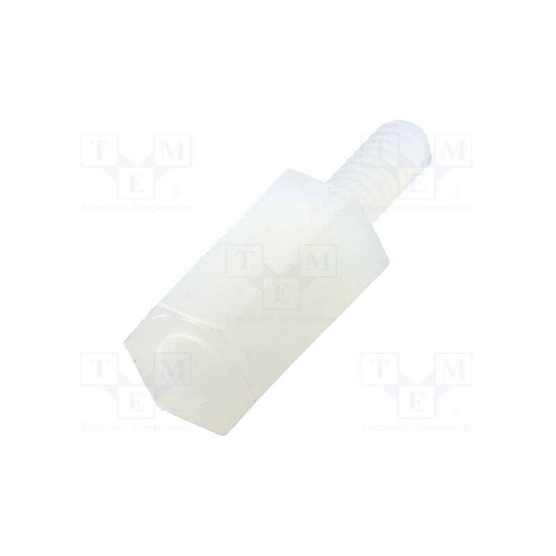 10 pcs x FIX&FASTEN - FIX-TP2-7 - Screwed spacer sleeve, hexagonal, polyamide, M2, M2, 7mm, natural