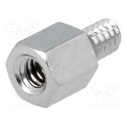 10 pcs x DREMEC - 2100X05/5 - Screwed spacer sleeve, 5mm, Int.thread: UNC4-40, brass, nickel