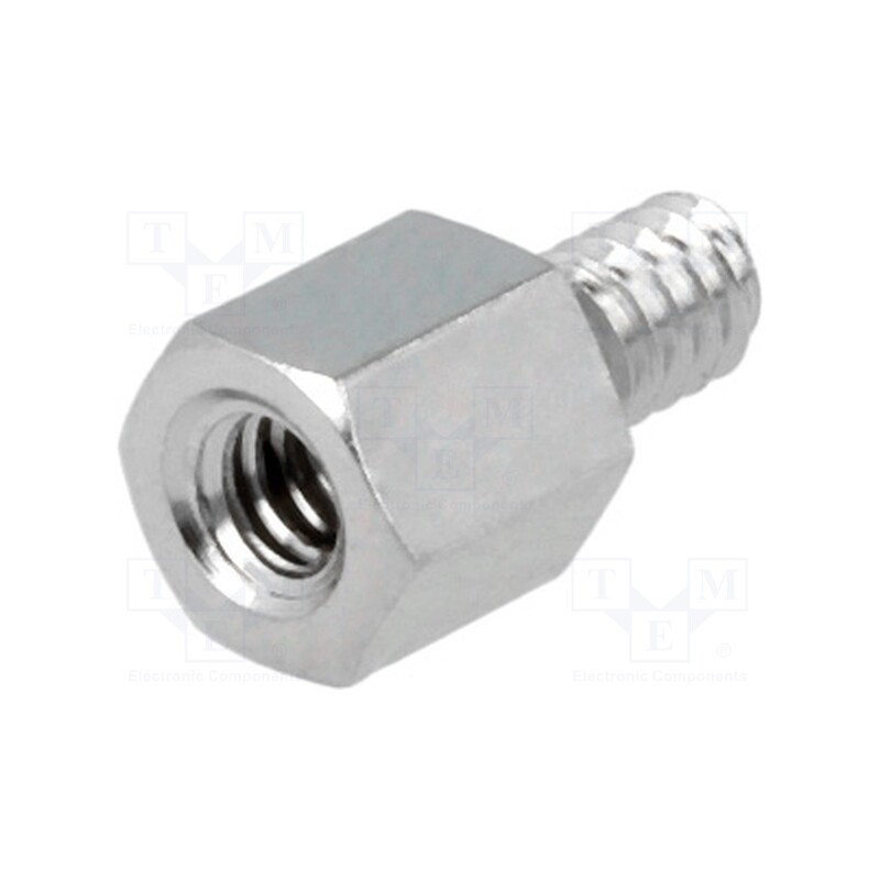 10 pcs x DREMEC - 2100X05/5 - Screwed spacer sleeve, 5mm, Int.thread: UNC4-40, brass, nickel