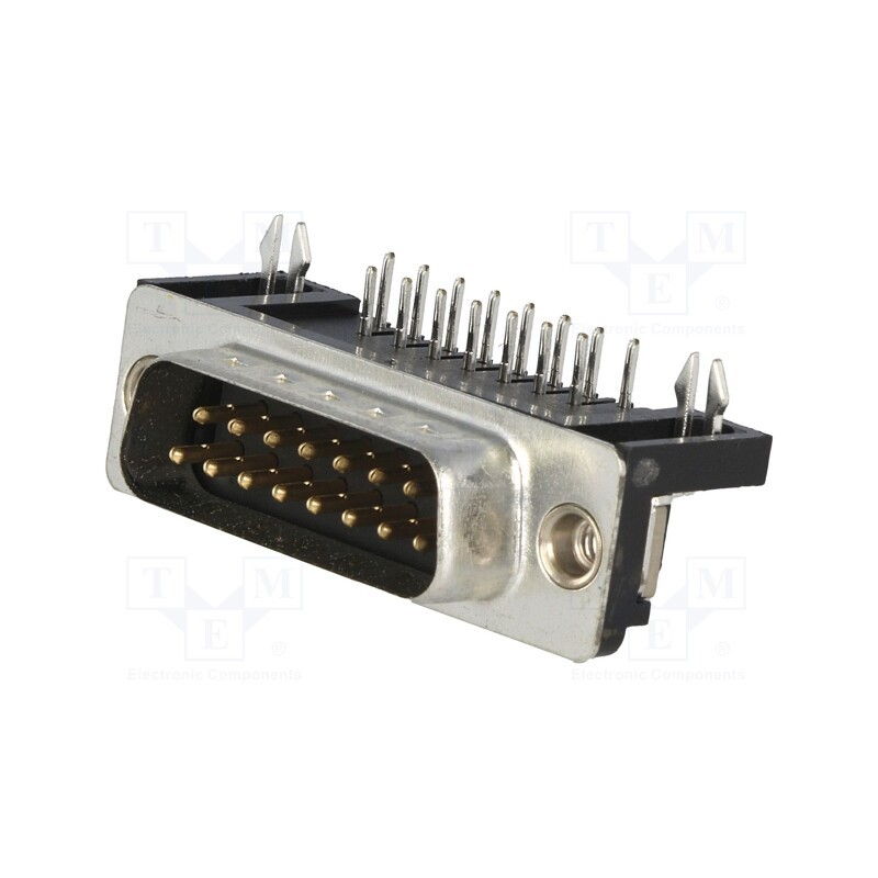 1 pcs x ADAM TECH - DA15-PL-24 - D-Sub, PIN: 15, socket, male, angled 90°, THT, UNC 4-40, 5A, 20mΩ