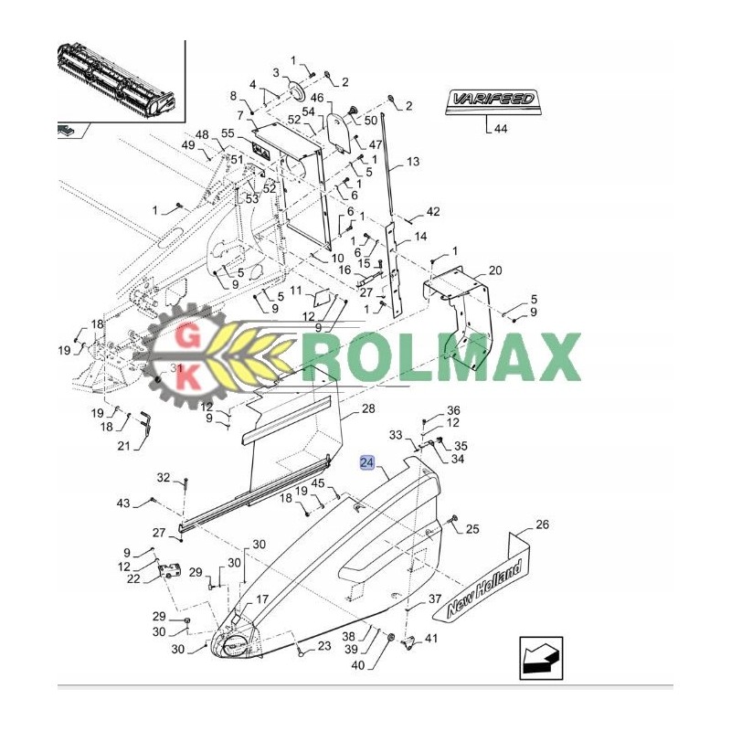 Cover for New Holland header 87620161 84989447
