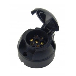 Plastic trailer socket, 7 pin, rubber seal