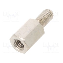 10 pcs x DREMEC - 213X07K - Screwed spacer sleeve, 7mm, Int.thread: M3, Ext.thread: M3, brass