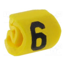 1000 pcs x HELLERMANNTYTON - 515-01664 - Markers, Marking: 6, 1÷3mm, PVC, yellow, -65÷105°C, leaded, HGDC1-3