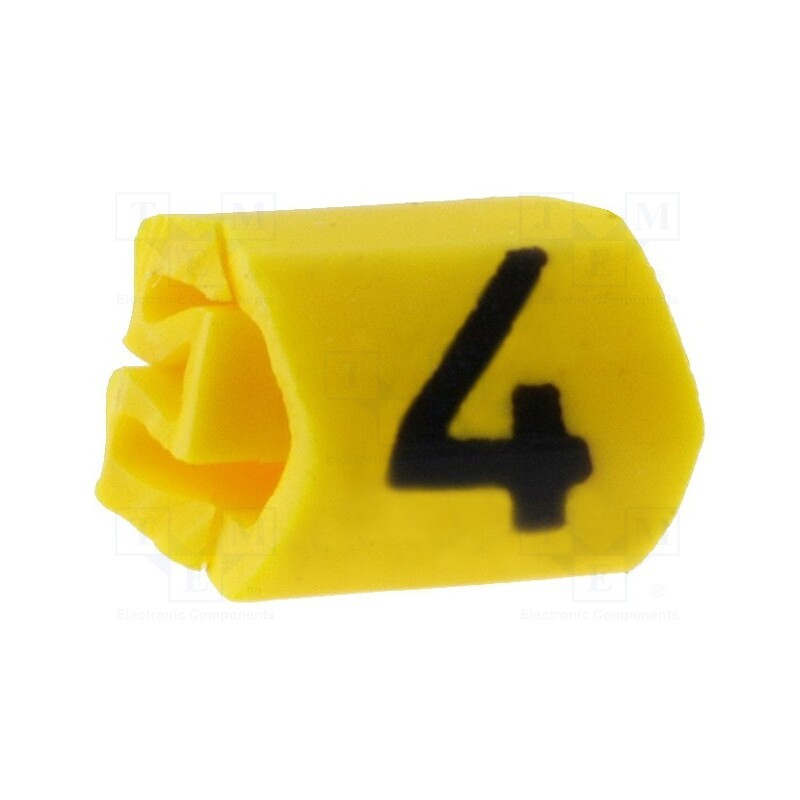 1000 pcs x HELLERMANNTYTON - 515-01644 - Markers, Marking: 4, 1÷3mm, PVC, yellow, -65÷105°C, leaded, HGDC1-3