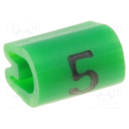 1000 pcs x TE Connectivity - 6151505 - Markers, Marking: 5, 2.5÷4mm, PVC, green, -45÷70°C, leaded