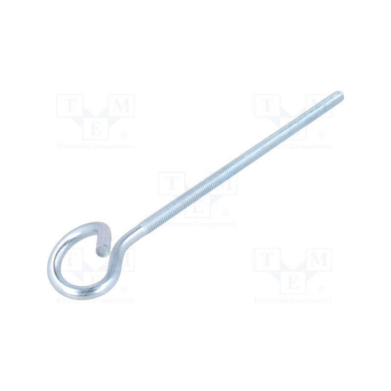 10 pcs x DROMET - HOH.6170 - Hook, ring, steel, zinc, Thread len: 125mm, Overall len: 170mm