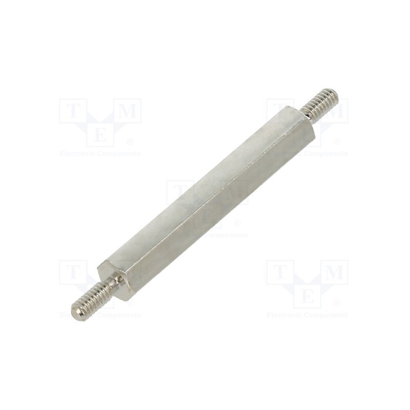 10 pcs x DREMEC - 411X25 - Screwed spacer sleeve, 25mm, Ext.thread: M2, hexagonal, brass