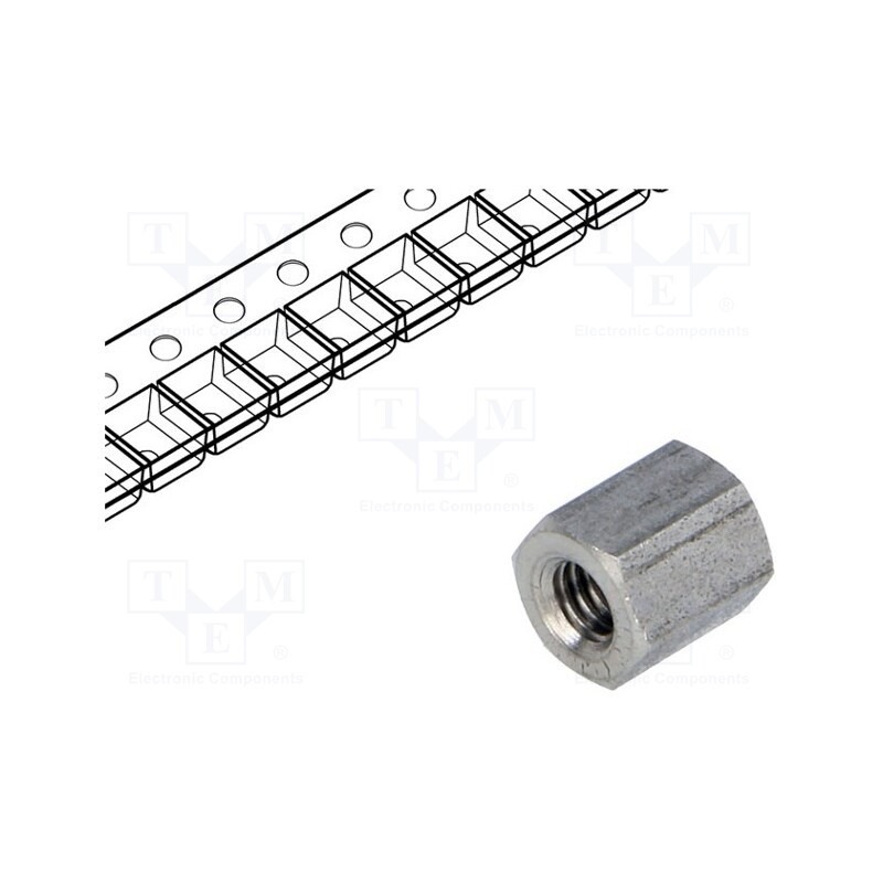 10 pcs x DREMEC - 146X08 - Screwed spacer sleeve, 8mm, Int.thread: M4, hexagonal