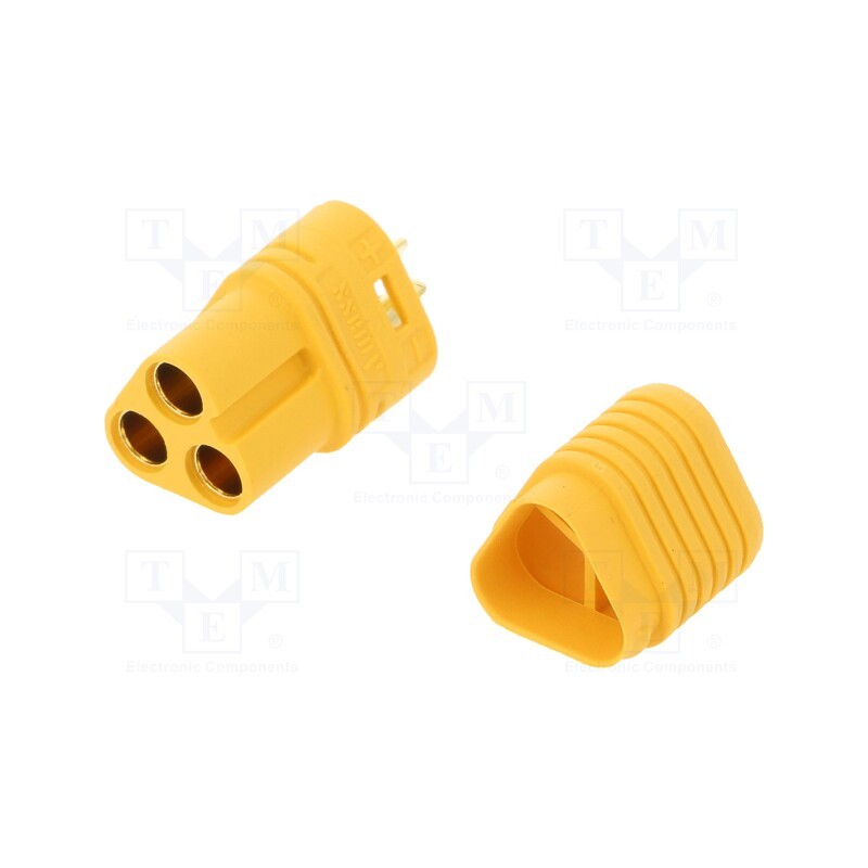 1 pcs x AMASS - MT60-F - Plug, DC supply, MT60, female, PIN: 3, for cable, soldering, yellow