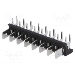 1 pcs x XINYA - XY256R-A(7.62)-8PIN - Terminal: spade terminal strip, 6.3mm, THT, 250V, angled 90°, 12A