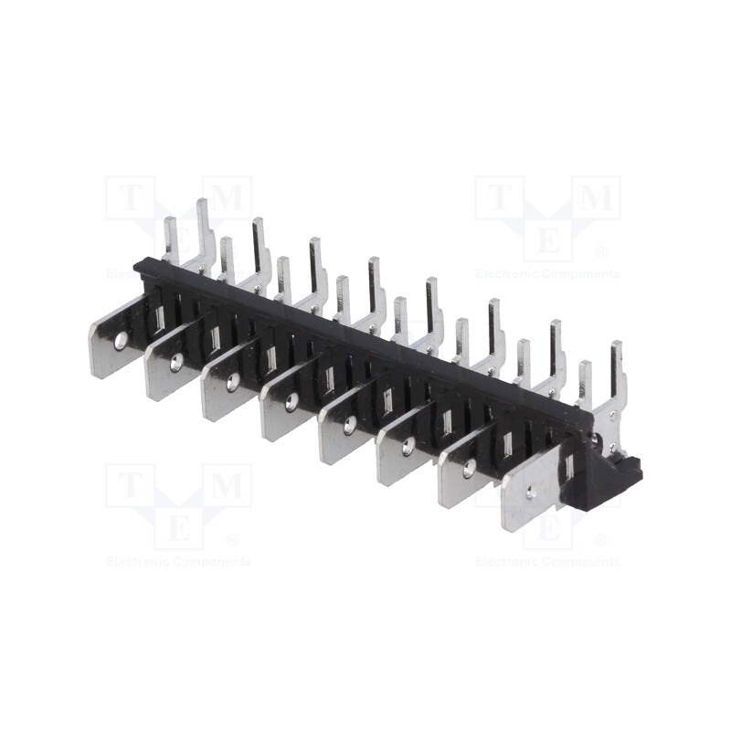 1 pcs x XINYA - XY256R-A(7.62)-8PIN - Terminal: spade terminal strip, 6.3mm, THT, 250V, angled 90°, 12A