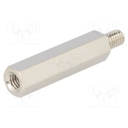 10 pcs x DREMEC - 219X40 - Screwed spacer sleeve, 40mm, Int.thread: M6, Ext.thread: M6, brass