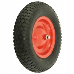 Wheelbarrow wheel with tire and tube and mounting axle