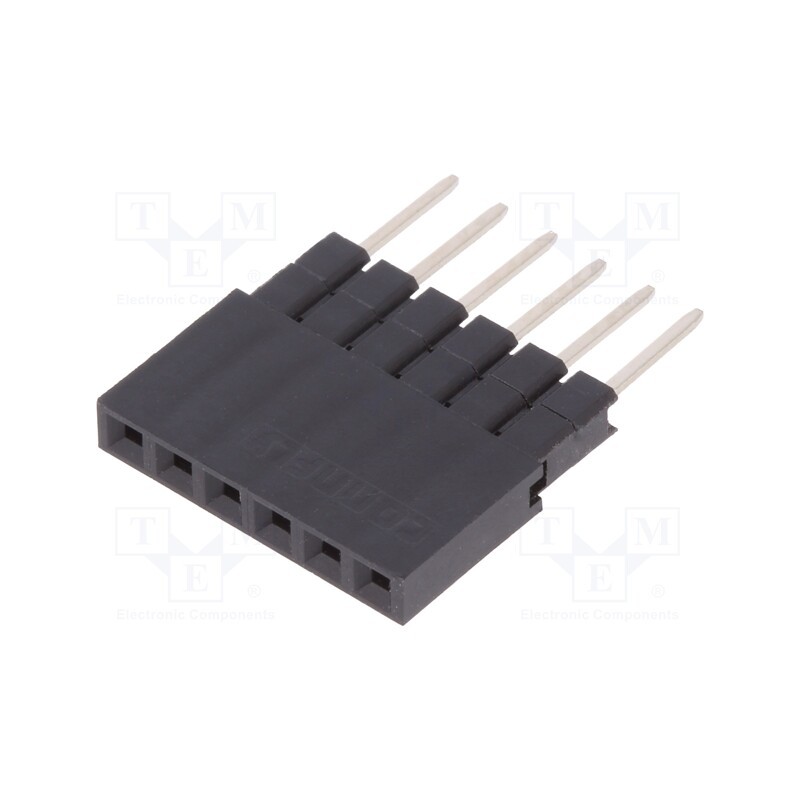 1 pcs x CONNFLY - DS1023-05-1*6B81 - Socket, pin strips, female, PIN: 6, straight, 2.54mm, THT, 1x6, 3A
