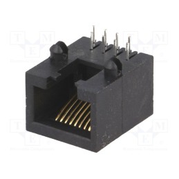 1 pcs x ATTEND - 210B-88CB0-R - Socket, RJ45, PIN: 8, Layout: 8p8c, Locking: bottom latch, THT