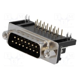 1 pcs x CONNFLY - DS1037-01-15MNAKSI74 - D-Sub, PIN: 15, socket, male, angled 90°, THT, UNC 4-40, -55÷105°C