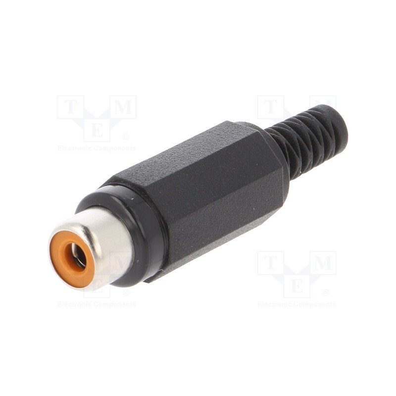 1 pcs x LUMBERG - XKTO 1 SCHWARZ - Plug, RCA, female, with strain relief, straight, soldering