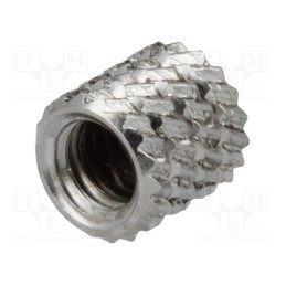 10 pcs x DREMEC - 11M4NI - Threaded insert, brass, nickel, M4, L: 5.9mm, Features: for plastic