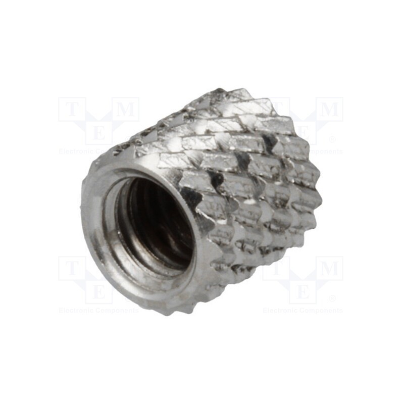10 pcs x DREMEC - 11M4NI - Threaded insert, brass, nickel, M4, L: 5.9mm, Features: for plastic