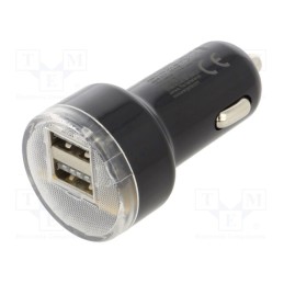 1 pcs x GEMBIRD - EG-U2C2A-CAR-02 - USB power supply, USB A socket x2, Sup.volt: 12÷24VDC, 5V/2.1A
