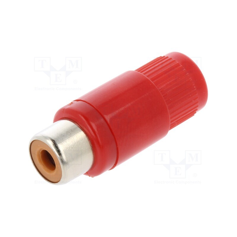 1 pcs x LUMBERG - KTO 1 ROT - Plug, RCA, female, straight, soldering, red, nickel plated