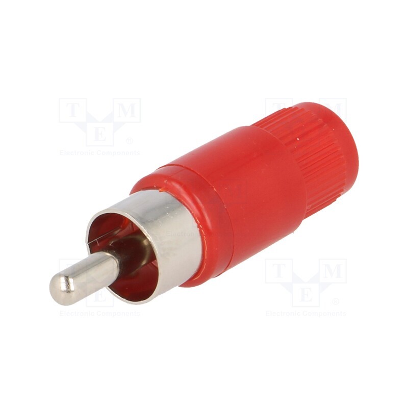 1 pcs x LUMBERG - STO 1 ROT - Plug, RCA, male, straight, soldering, red, nickel plated, for cable