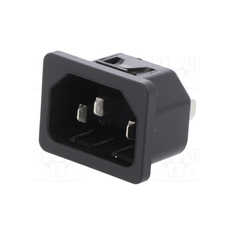 1 pcs x SCHURTER - 6100.422 - Connector: AC supply, socket, male, 10A, 250VAC, IEC 60320, C14 (E)