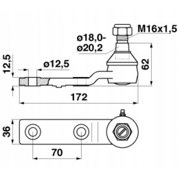 Joint, scythe head without thread m16x1 5 18 20 for c