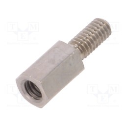10 pcs x DREMEC - 2112X06 - Screwed spacer sleeve, 6mm, Int.thread: M2,5, Ext.thread: M2,5