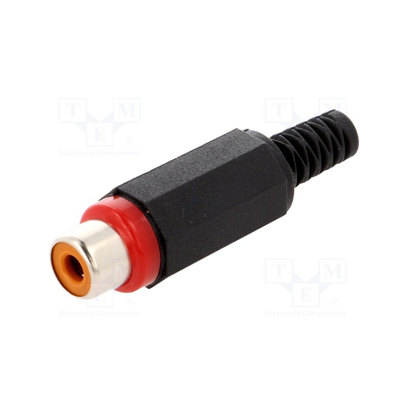 1 pcs x LUMBERG - XKTO 1 ROT - Plug, RCA, female, with strain relief, straight, soldering