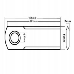 Fixed smooth forage harvester knife 195x50x3 fi 12mm Claas