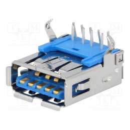 1 pcs x CONNFLY - DS1095-05-LNR0 - Socket, USB A, on PCBs, THT, angled 90°, USB 3.0, gold-plated
