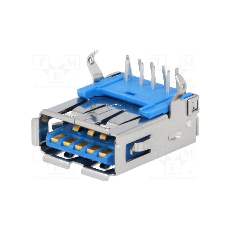 1 pcs x CONNFLY - DS1095-05-LNR0 - Socket, USB A, on PCBs, THT, angled 90°, USB 3.0, gold-plated