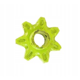 The sprocket near the conveyor elevator has 7 teeth, a hole