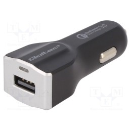 1 pcs x QOLTEC - 50140 - USB power supply, USB A socket, Sup.volt: 12÷24VDC, 5V/3A