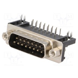 1 pcs x CONNFLY - DS1037-15MNAKT74-0CC - D-Sub, PIN: 15, socket, male, angled 90°, THT, UNC 4-40, 5A, 15mΩ
