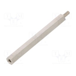 10 pcs x DREMEC - 215X60 - Screwed spacer sleeve, 60mm, Int.thread: M3, Ext.thread: M3, brass