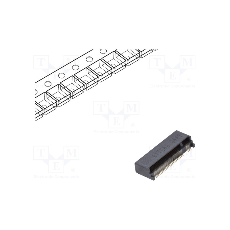 1 pcs x ATTEND - 123A-40M00 - Connector: M.2 (NGFF), horizontal, SMT, gold flash, PIN: 67, 0.5A