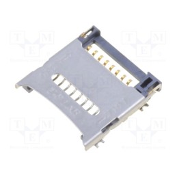 1 pcs x ADAM TECH - MCSP-R-08-A-SG-HC-T/R - Connector: for cards, microSD, with hinged cover, SMT, gold flash