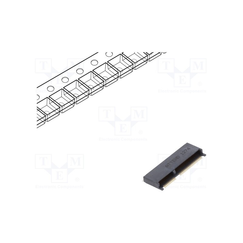 1 pcs x ATTEND - 123A-21E00 - Connector: M.2 (NGFF), horizontal, SMT, gold flash, PIN: 67, 0.5A