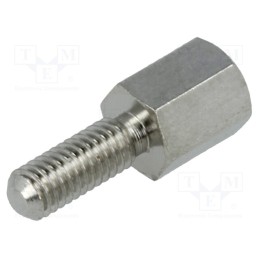10 pcs x DREMEC - 2103X06/8 - Screwed spacer sleeve, 6mm, Int.thread: UNC4-40, Ext.thread: M3