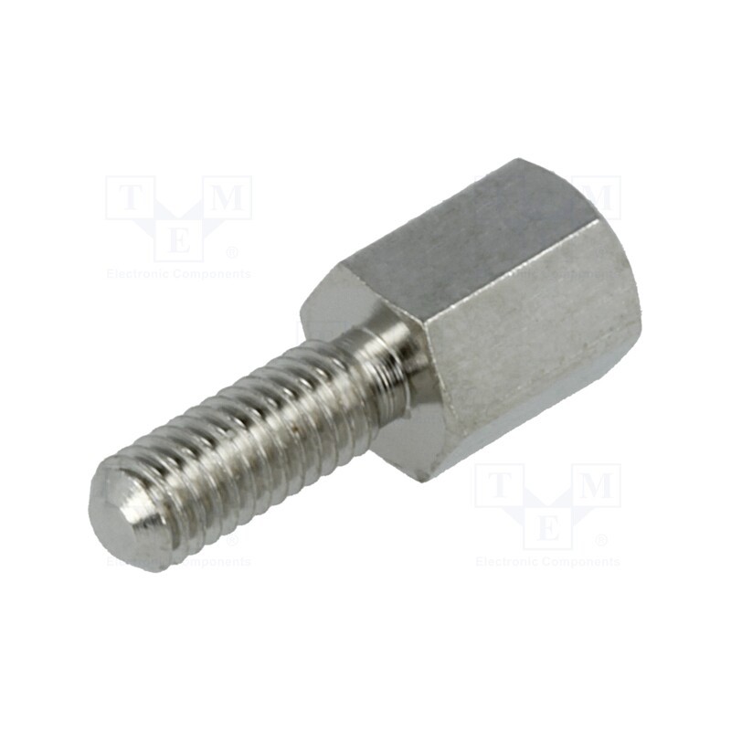 10 pcs x DREMEC - 2103X06/8 - Screwed spacer sleeve, 6mm, Int.thread: UNC4-40, Ext.thread: M3