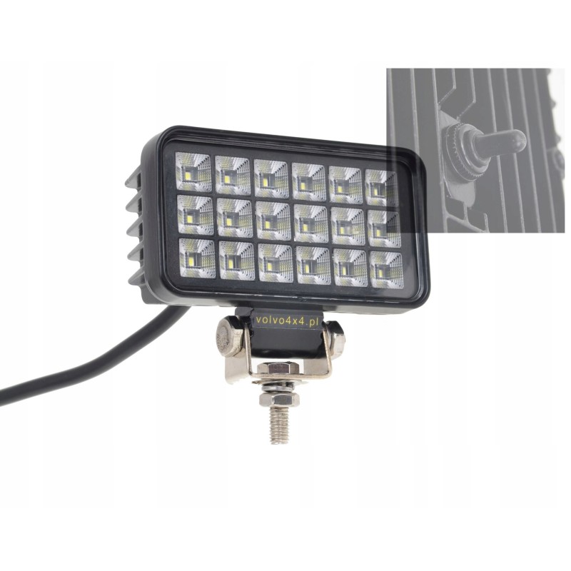 Rectangular work lamp 18w LED 12 24v switch