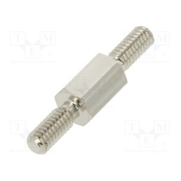 10 pcs x DREMEC - 4112X06 - Screwed spacer sleeve, 6mm, Ext.thread: M2,5, hexagonal, brass