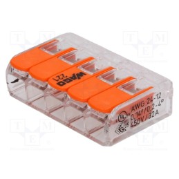 1 pcs x WAGO - 221-415 - Quick splice, 221, spring clamp, 0.2÷4mm2, 450V, 32A, for cable