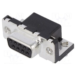 1 pcs x Amphenol Communications Solutions - LD09S13A4GX00LF - D-Sub, PIN: 9, socket, female, on PCBs,PCB snap, angled 90°, THT